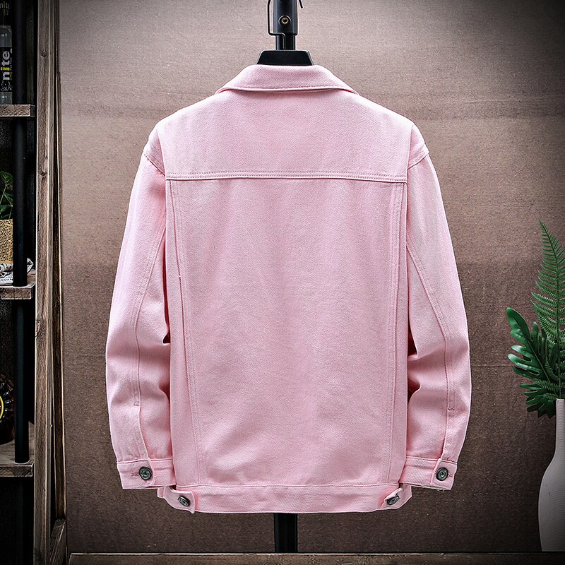 Chaqueta vaquera Rosa pura para hombre, Cazadora bomber de , prendas de vestir exteriores: Rosa / XXXL
