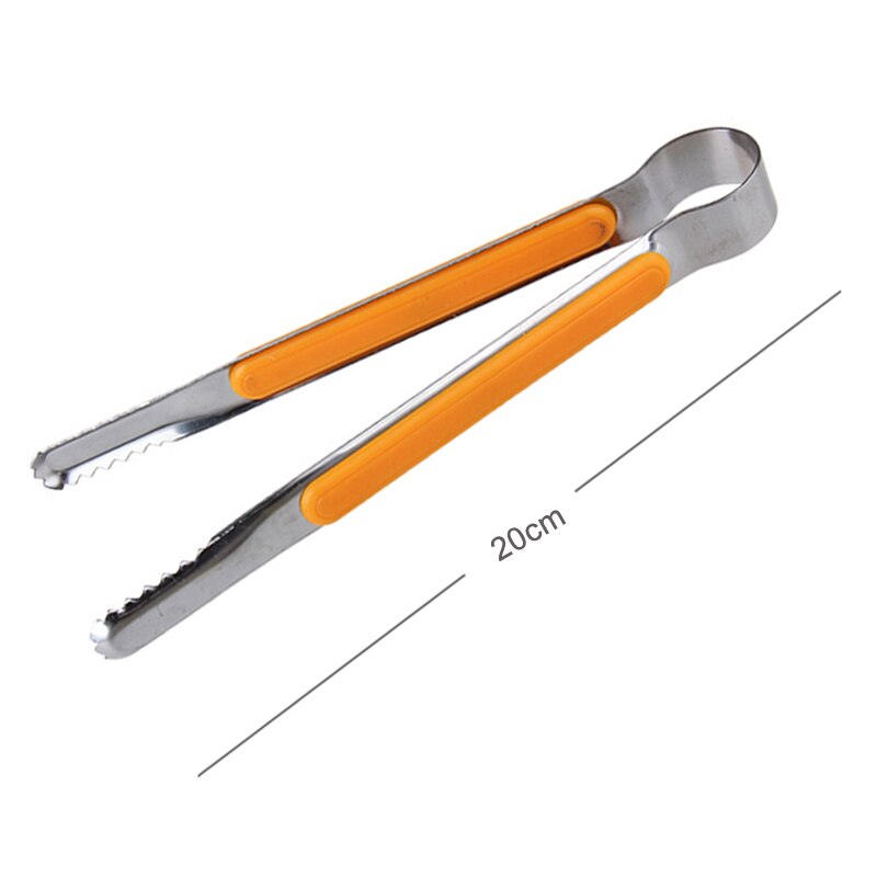 Pinzas de acero inoxidable para barbacoa, tenazas metálicas para ensalada, pan, tenazas para servir comida, 20cm, carne, pinza para barbacoa, utensilios de cocina de silicona