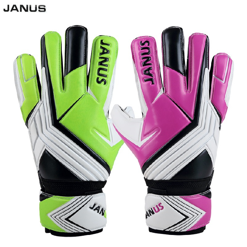 JANUS, guantes de portero coloridos con personalidad, rojo, verde, espesados, fútbol, guantes de portero, Palma de látex S227