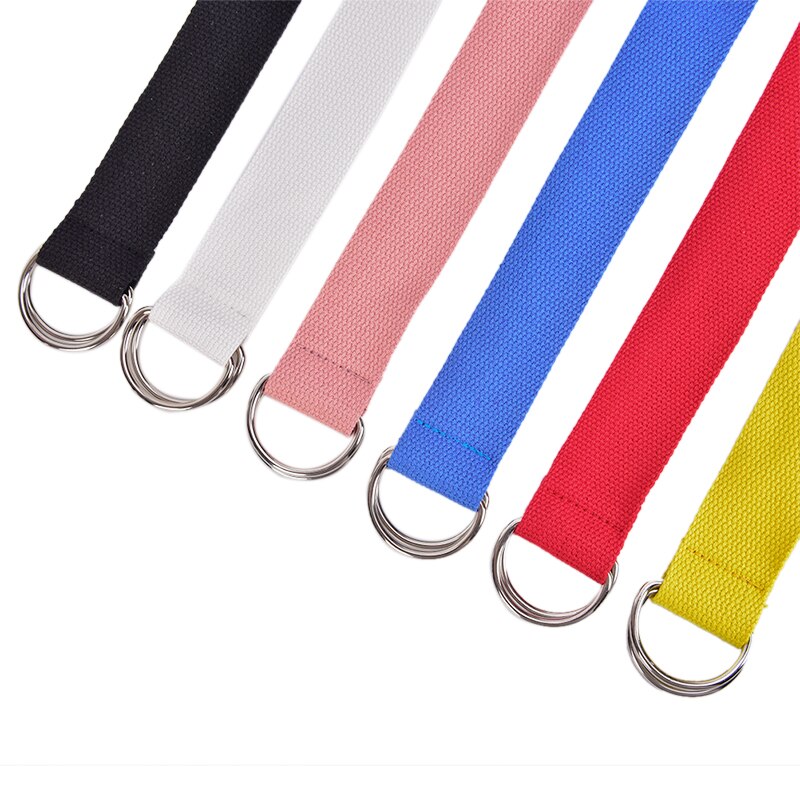 décontracté unisexe Nylon toile tissu ceinture sangle D anneau boucle ceinture couleur unie longue robe en tissu tricoté ceinture