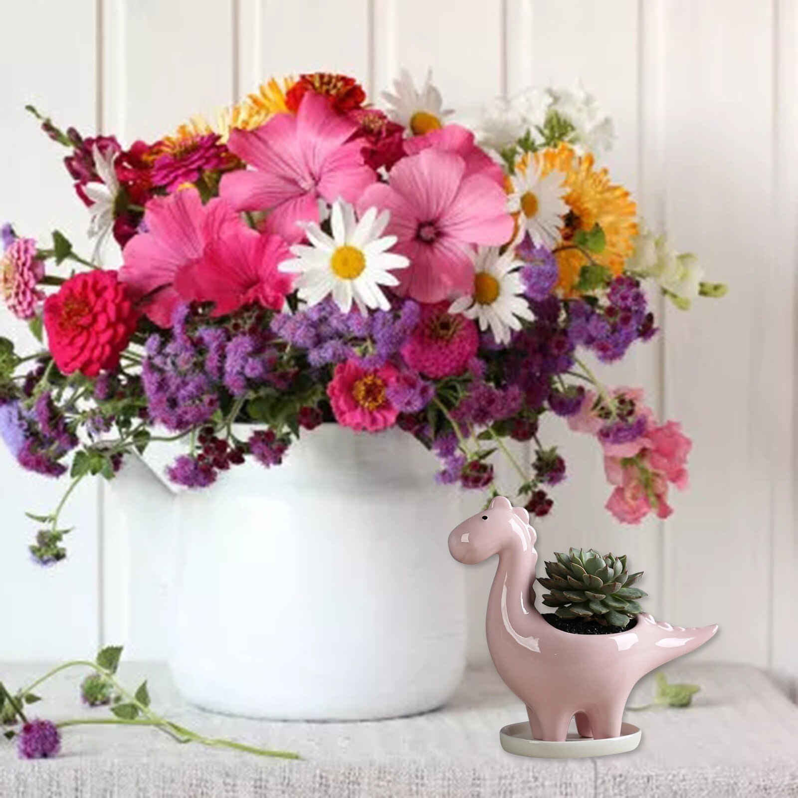 Creatieve Keramische Leuke Dinosaurus Bloempot Succulente Tuin Tafelblad Decoratie Met Lade Dinosaurus Bloempot Bloempot