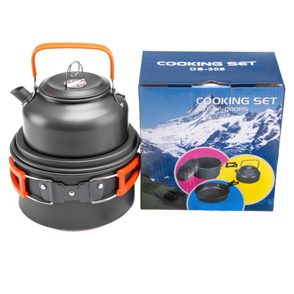 Camping Tableware Kit Picnic Cookware Ultra-Light Portable Outdoor Water Kettle Pan Pot Travel Aluminum Cooking Kits Utensils Hi