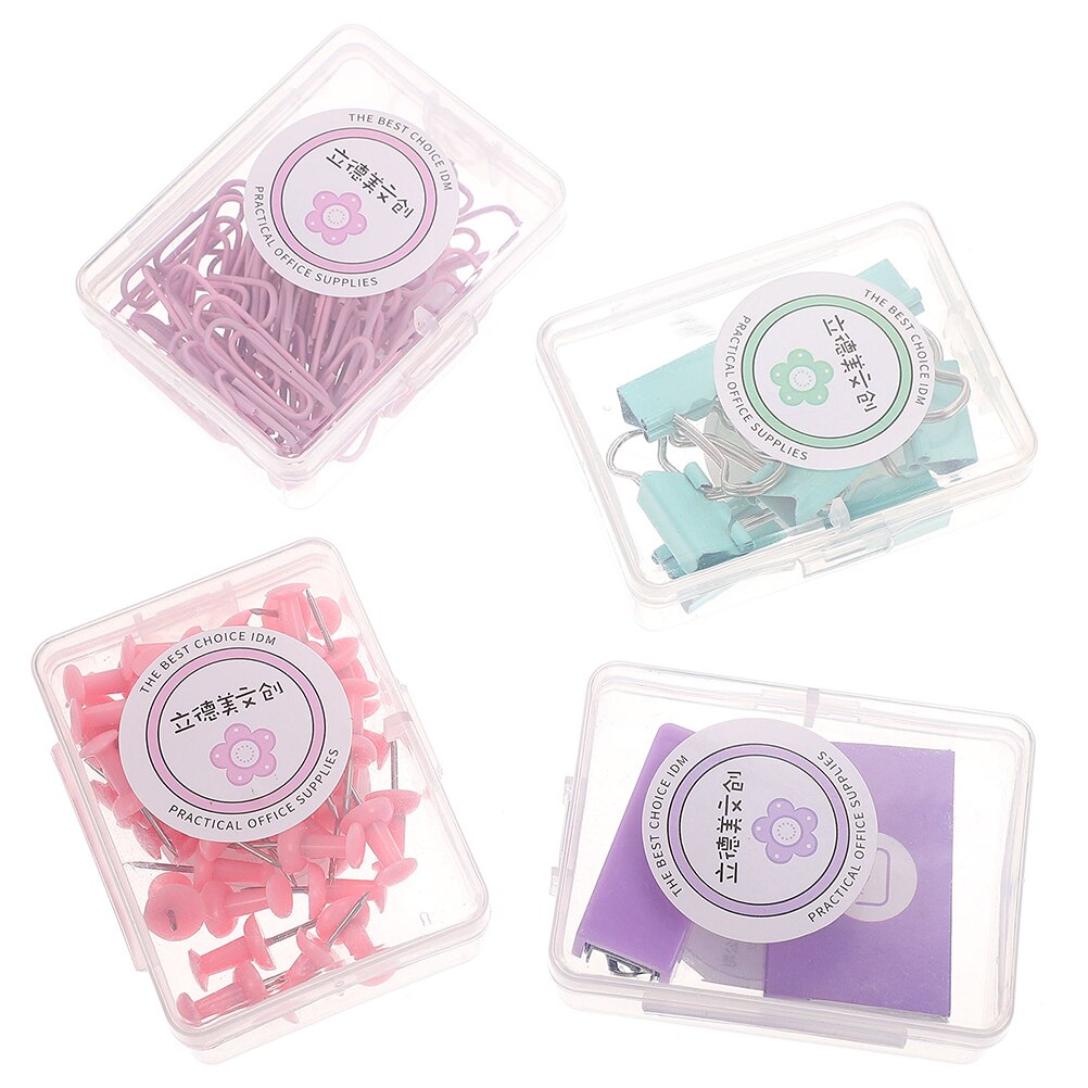 1 Set Tool Office Accessory Office Thumb Tacks Portable Paper Clips Multi-function Binder Clips for Study School Office File: Default Title