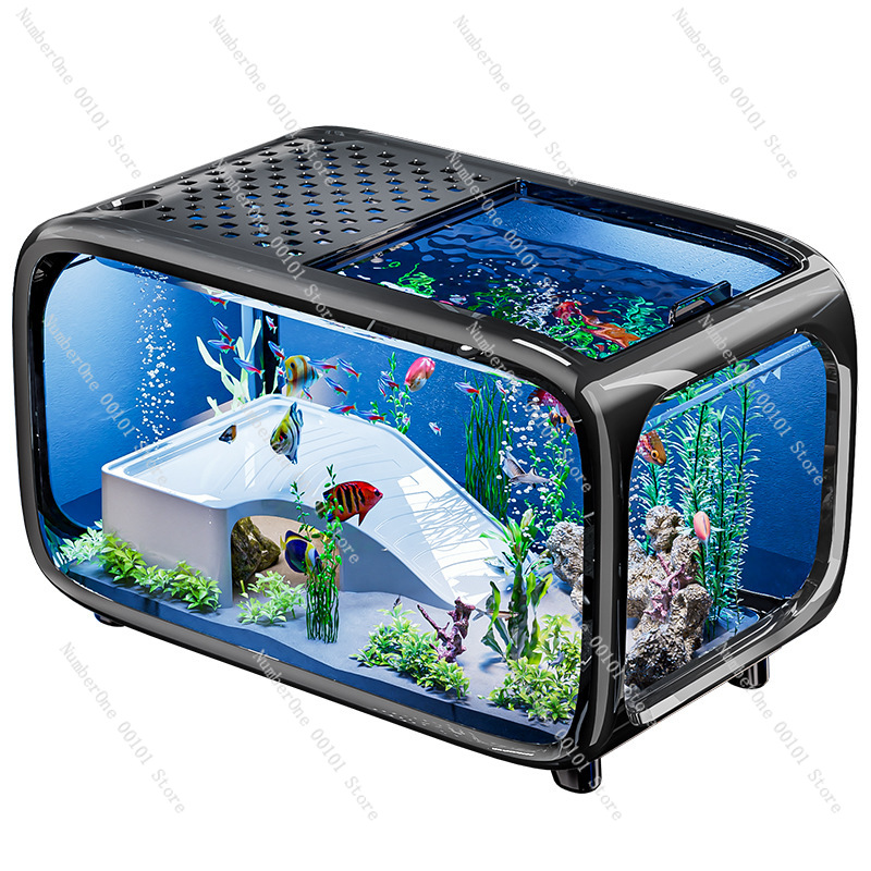 10- -gallon acrylic aquarium with cover, clear eco-landscape fish bowl, decor for living room, entryway, tabletop
