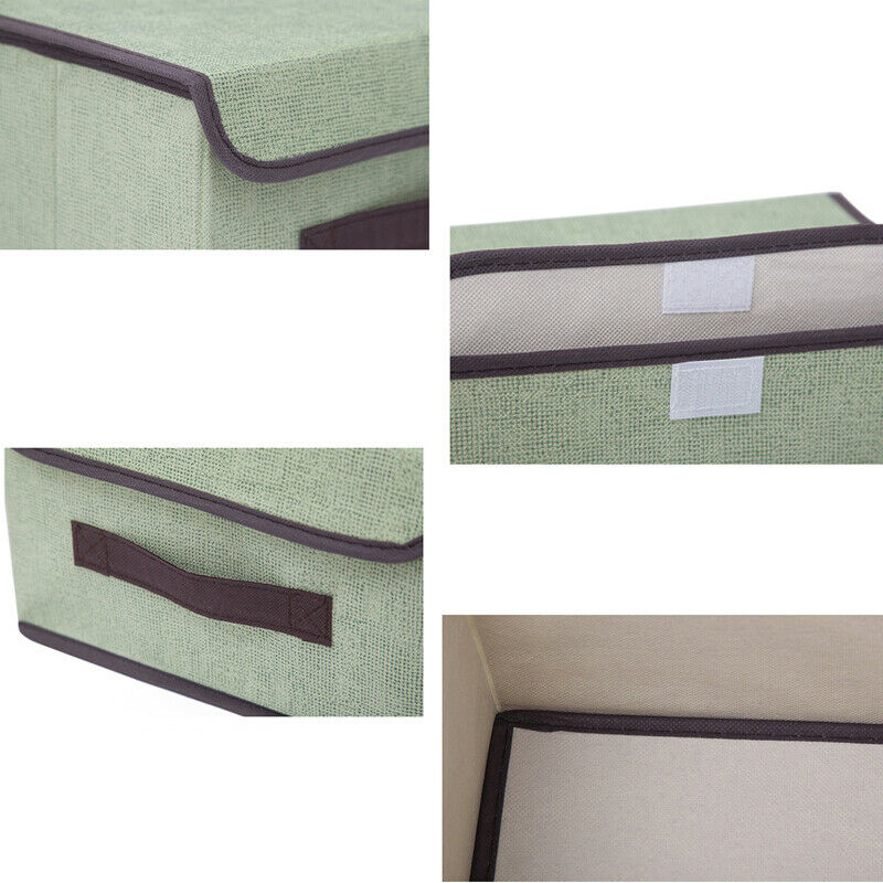 Caja de almacenamiento de cubos para el hogar, ropa interior, calcetines, organizador de guardarropa, cesta plegable de Color sólido, contenedor con tapa en 3 colores