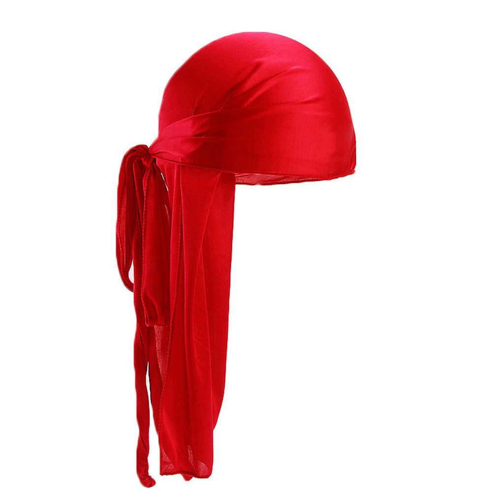 Mænds satin durags bandanna turban parykker mænd silkeagtig durag hovedbeklædning pandebånd pirat hat hår tilbehør: Rød
