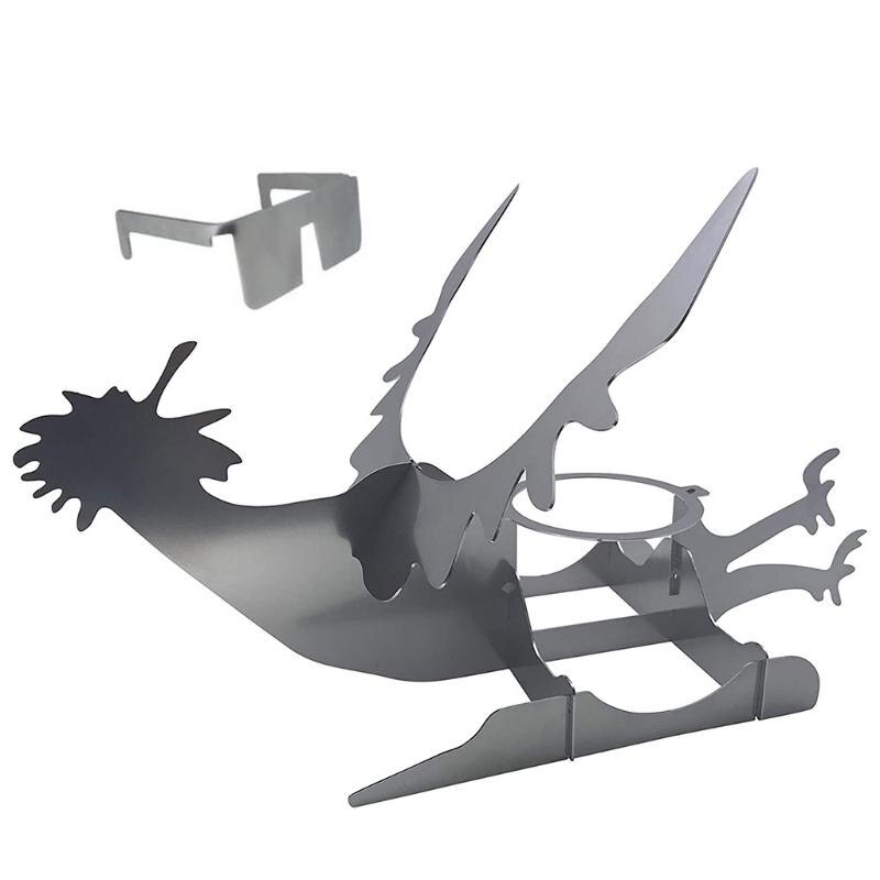 Portable Motorcycle Style Chicken Holder Grill Rack BBQ Stainless Steel Indoor