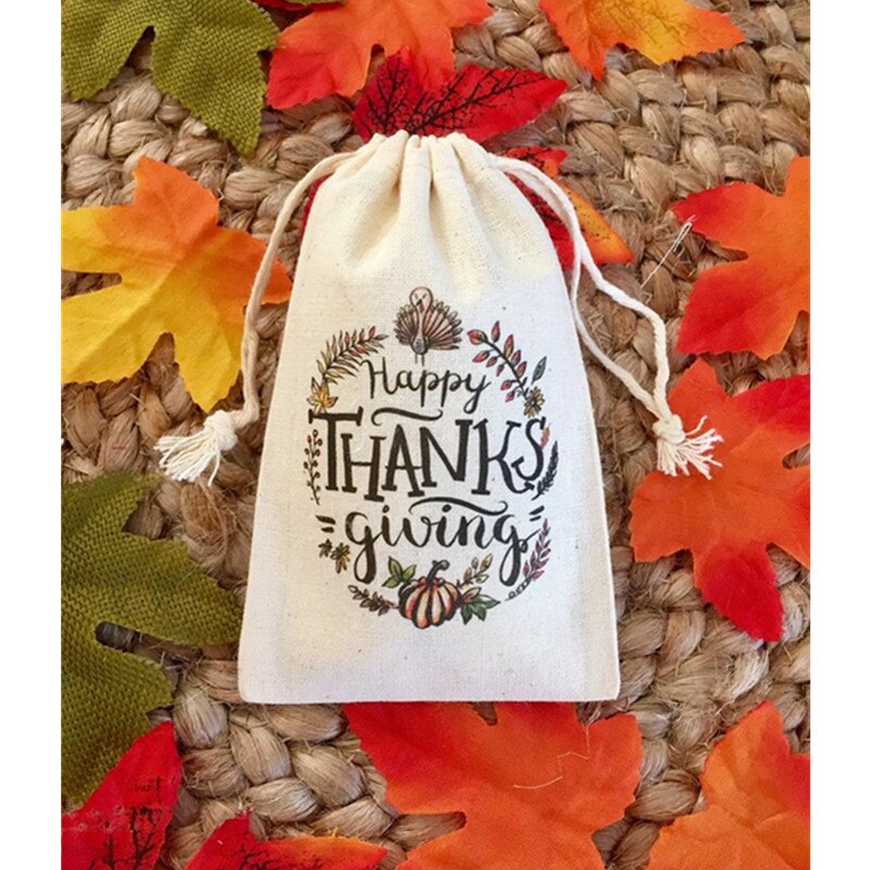 Thanksgiving Favor Bag 10pcs personalize thank you bag treat bags birthday welcome muslin bag hen party bag bridal bag