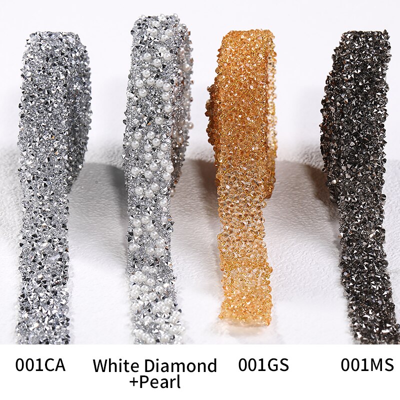 1 Yard Pasteable Strass Lint Zelf Garenloos Diamant Lint Lijm Op Diy Ambachten Telefoon Patches Applicaties Glitter Versieringen