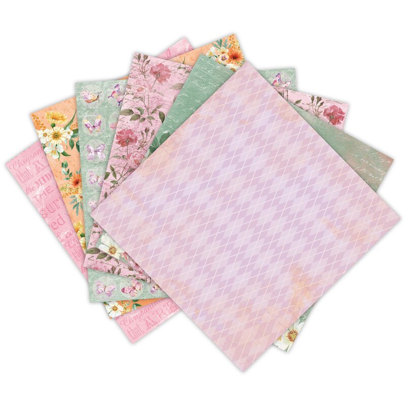 KLJUYP 12 hojas primavera libro de recortes de flores almohadillas papel Origami papel de fondo artístico tarjeta hacer manualidades de papel de álbum de recortes