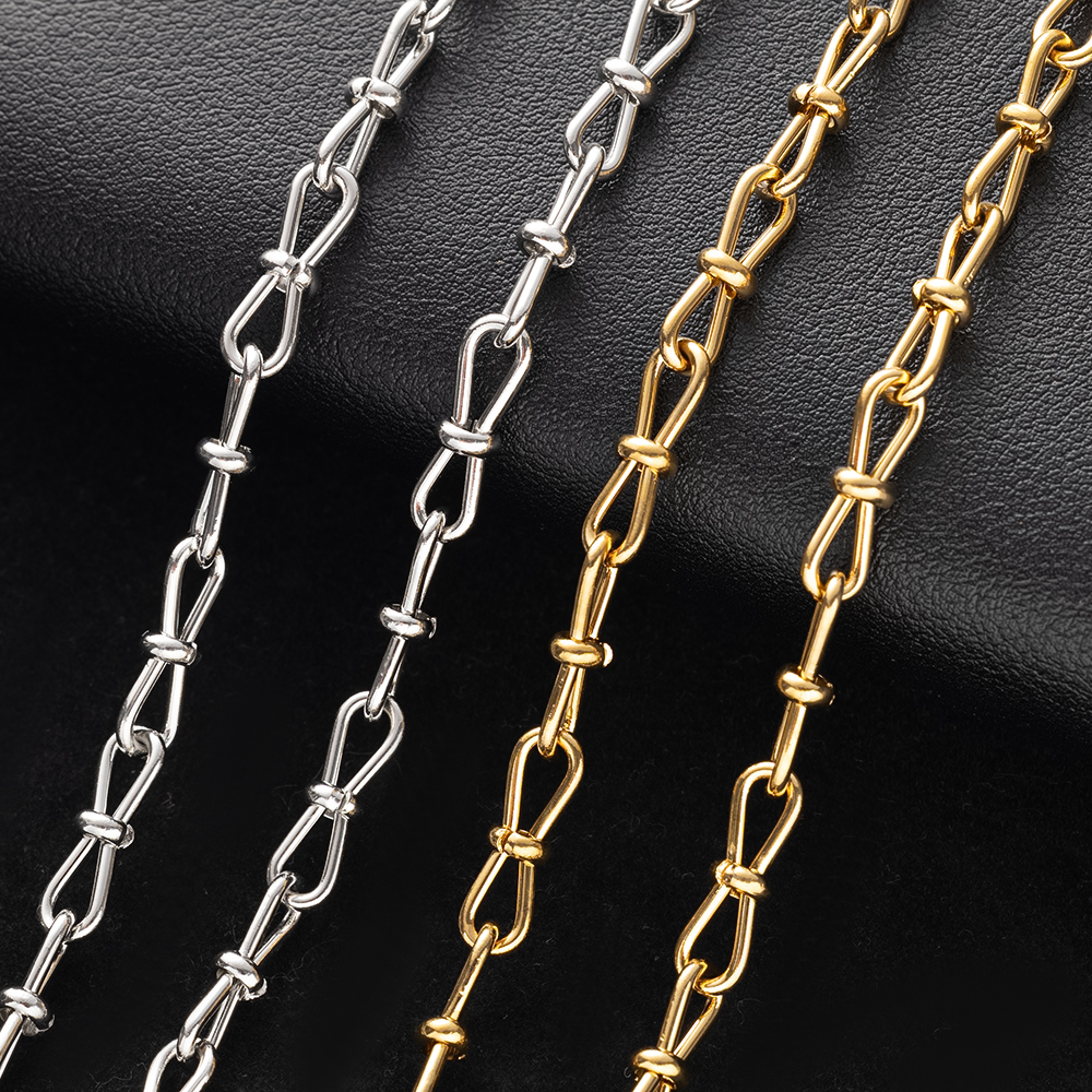Cadenas con forma de nudo de acero inoxidable, collares de Hip Hop para pulseras DIY, suministros de joyería, accesorios, 1 metro