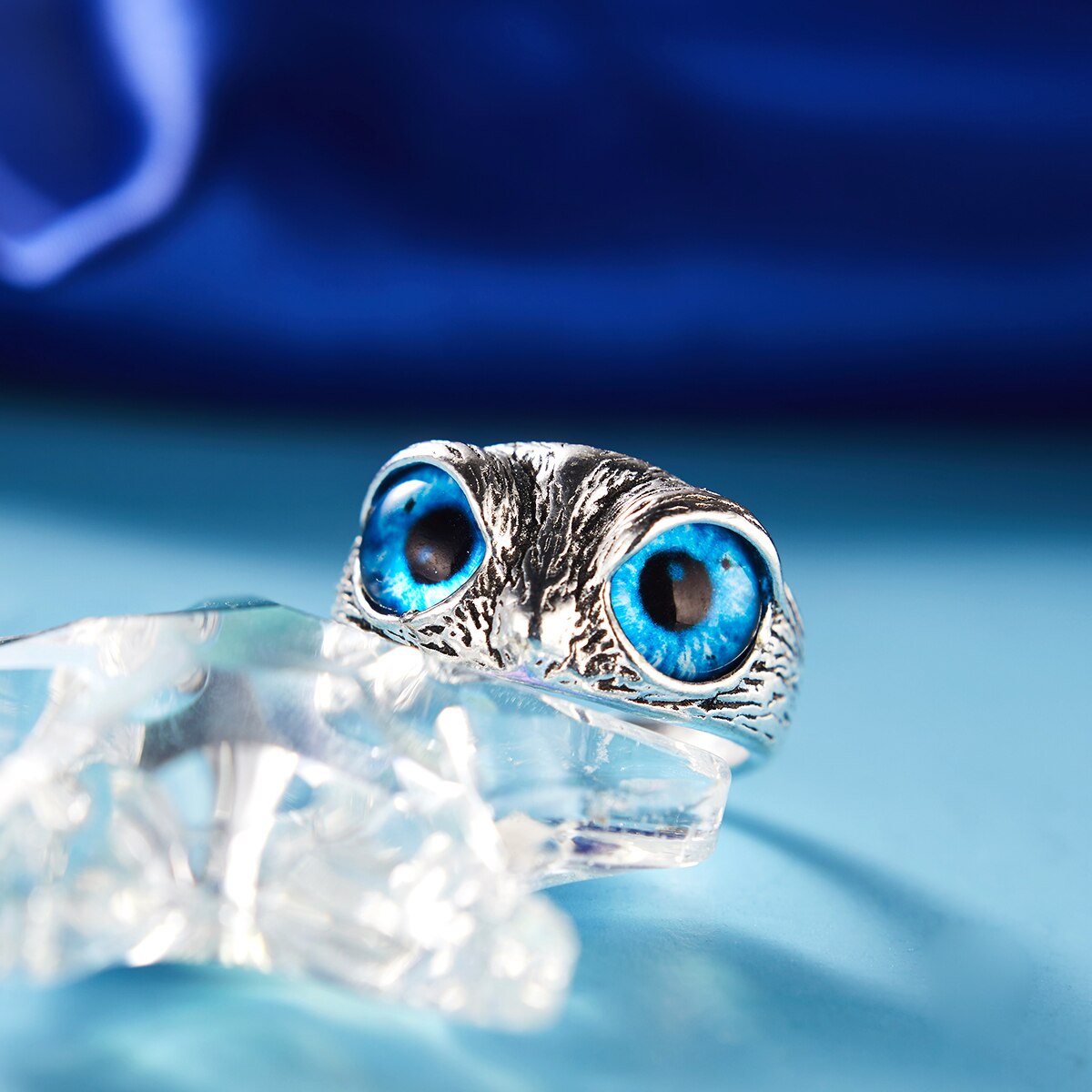 Jahrgang Niedlichen Blauen Augen Eule Ring Für Männer Frauen Offene Ringe Silber Farbe Engagement Hochzeit Paar Ring Schmuck