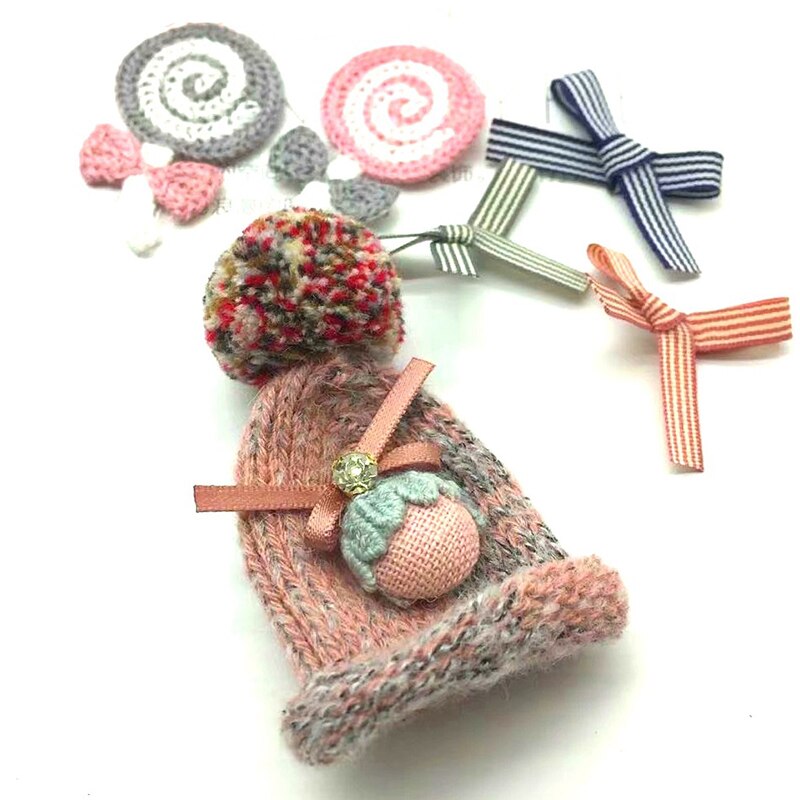 1pc søde mini kanin håndlavet strikning hat cap diy dukke tilbehør leverer legetøj børn 7*4.5cm
