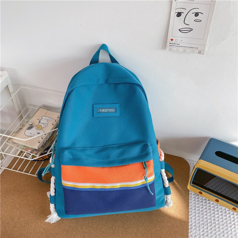 Schultaschen für Teenager-mädchen, Rucksack für sterben hoch Schule, damen-schultasche Ich bin Patchwork-stil, koreanischer freizeitstil , 2022: Blau