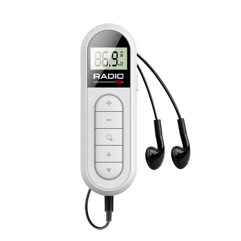 Radio FM retroilluminata display LCD mini radio tascabile con cuffie da 3,5 mm radio stereo di tipo C ricarica per passeggiate e jogging