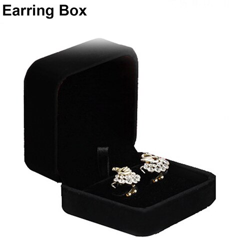 Boîte à anneaux en velours noir, boîte à montres, boîte pour colliers, boîte pour bracelets, boîte à bijoux, boîtier à bijoux, clous d'oreille, boîtes à: Earring Box