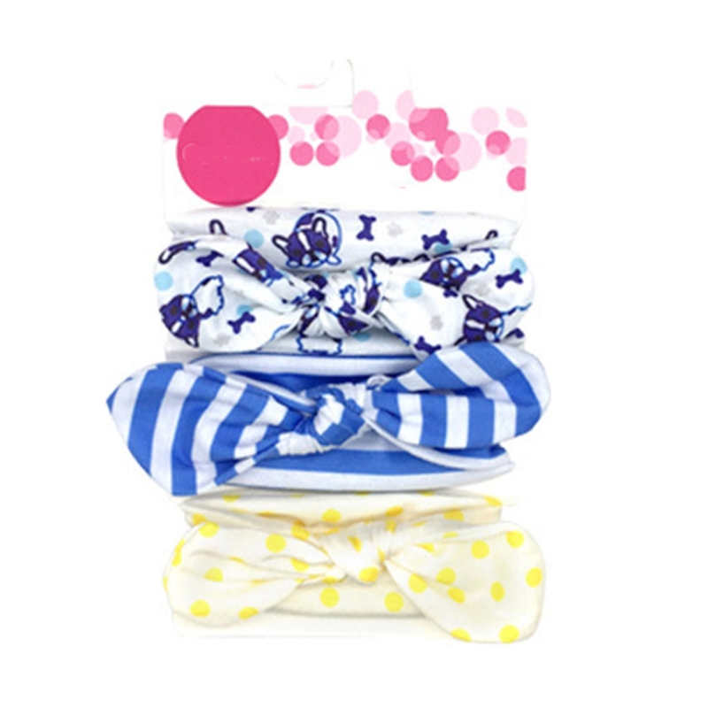 Bandeau élastique large à nœud extensible pour bébés filles, 3 pièces/ensemble, accessoires de coiffure, Turban: 7