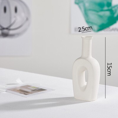 Hvid porcelæn blomstervase stue dekoration figurer håndværk håndværk tørre blomster planter holder uregelmæssig vase: S