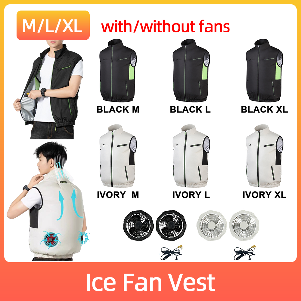 Koelvest, ijsventilatorvest, hittebestendige kleding voor airconditioning, ademende mouwloze werkkleding voor zomerkamperen en vissen.