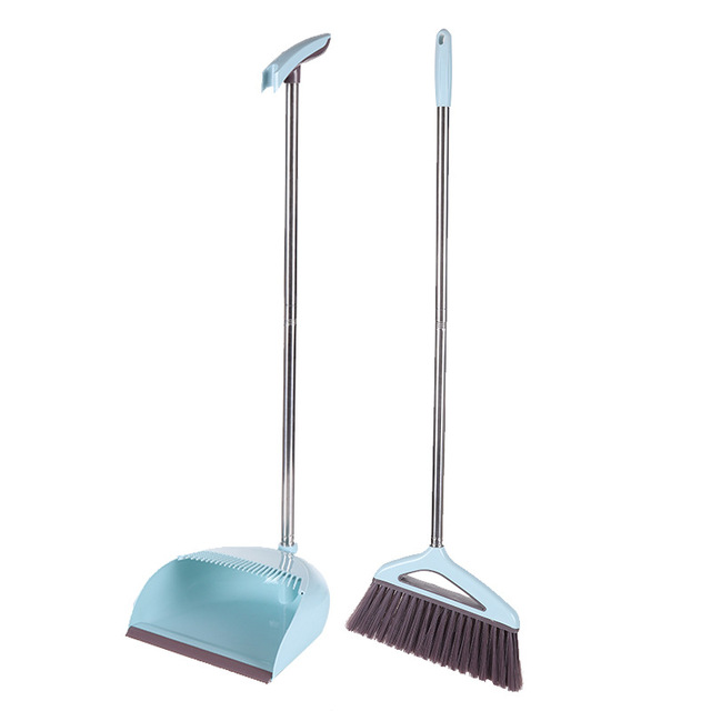 Foldable Household Cleaning Tools Stainless Steel PP Plastic Broom Combination Soft Hair Clean and Dustless Broom Dustpan Suit: 2