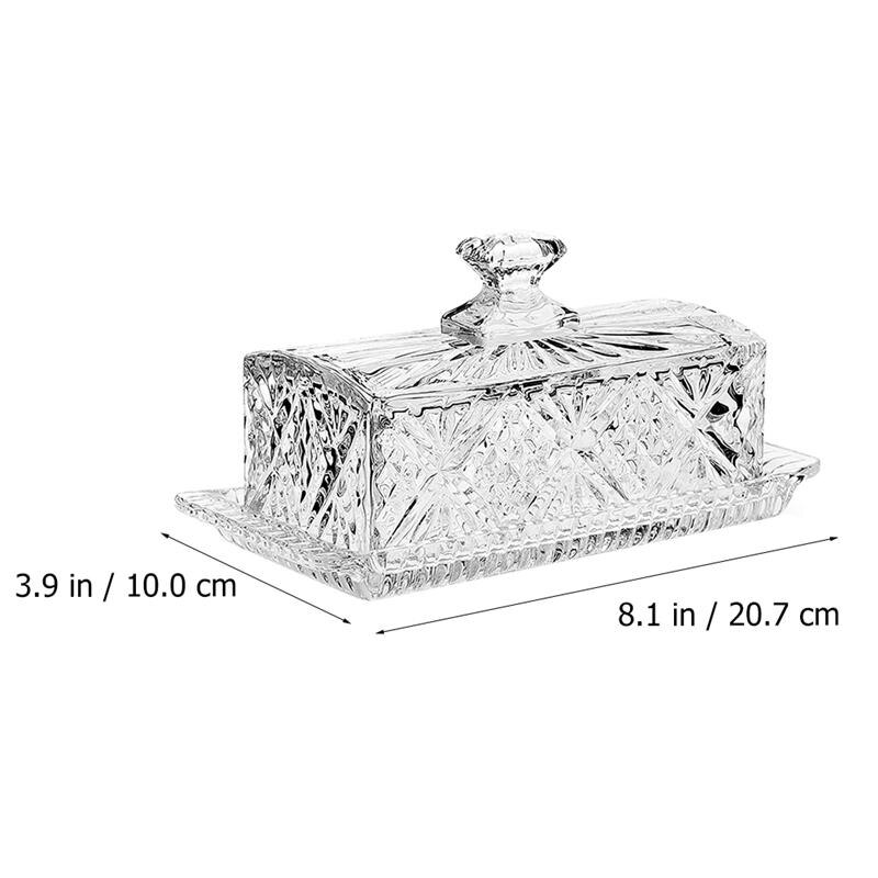 1pc Butter Plate with Lid Glass Butter Dish Box Container Clear Gorgeous Butter Container Food Container for Hotel