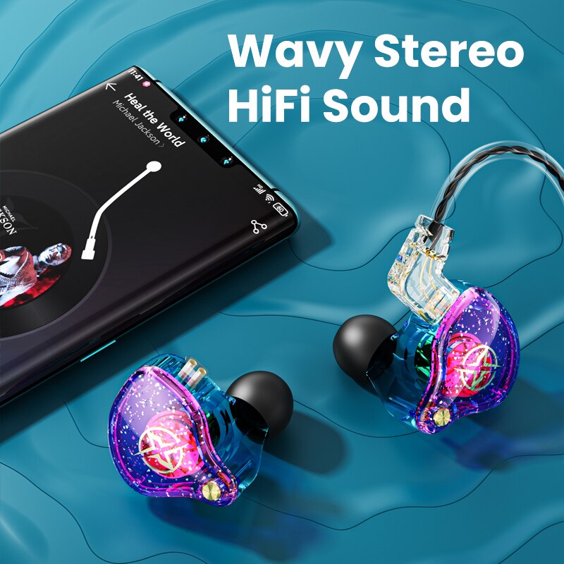 X2 Pro 3.5mm Detachable Wired Headphones Dual Dynamic HiFi Earphone Noise Cancelling Monitor Headset Bass Stereo Music Earbuds