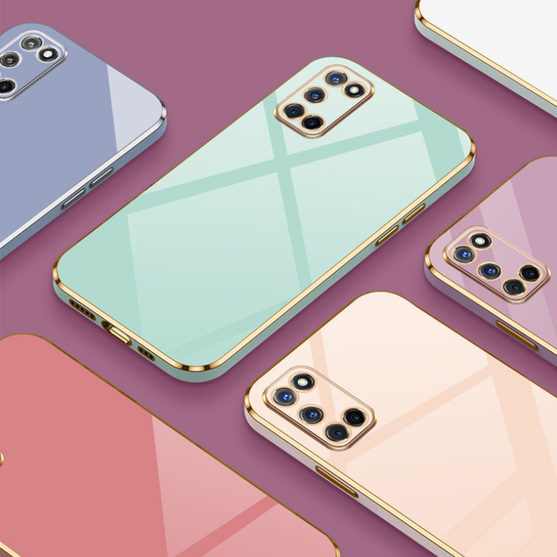 Dla OPPO A52 A72 A92 Etui Luxury Square Plating CPH2061 CPH2067 CPH2059 CPH2069 Etui na telefon a92 72 ShockProof Silicone Back Cover