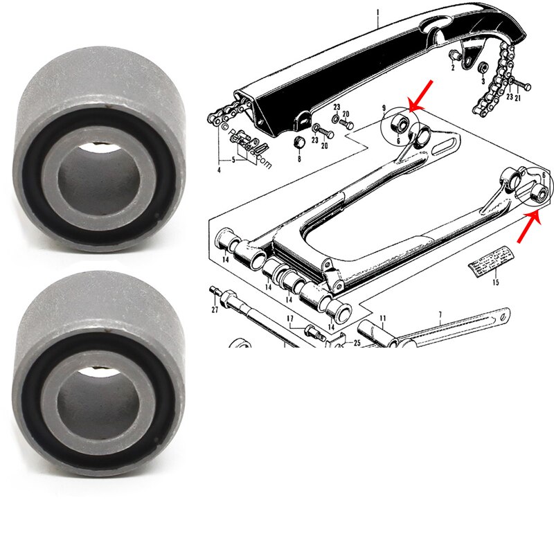 2 Pack Rear Shock Achterbrug Bus 40548-268-000 Voor Honda CB350 CB360 CB400 CB450 CB650 CB72 CB750 cbx CM400 CL350 CL360 CB500