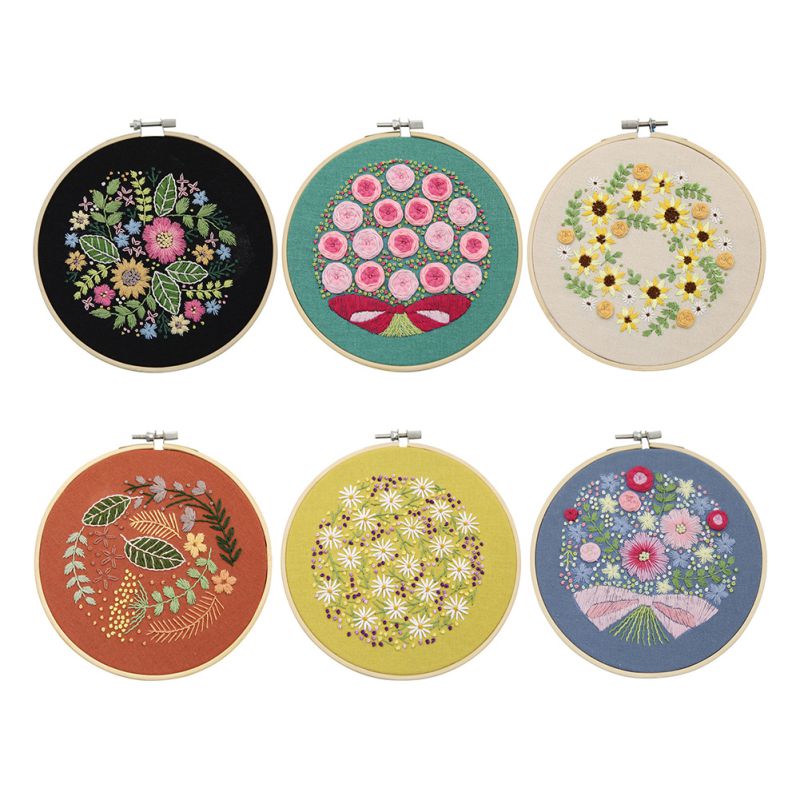 Conjunto de cintas de bordado de flores de estilo europeo, manualidades de punto de cruz para principiantes, adorno de bordado cosido a mano para el hogar