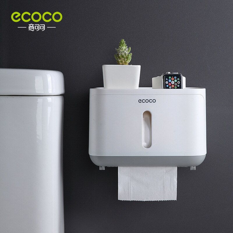 Nailless Waterdichte Badkamer Wc-papier Doos Korte Multi-Functionele Tissue Dispenser Muur Opknoping Opslag Houder Ecoco: E1807 New Small Number Gray