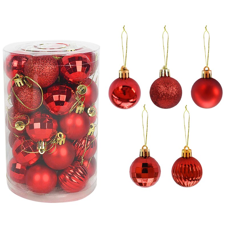 Boules de noël pour décoration de maison, 34 pièces mélangées, pendentifs en plastique, or et argent, fournitures de noël: D05
