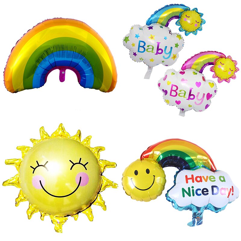1Pcs Cartoon Lachend Cloud Folie Ballonnen Mooie Regenboog Bloem Verjaardagsfeestje Decoratie Fairy Baby Shower Kids Speelgoed Helium Decor