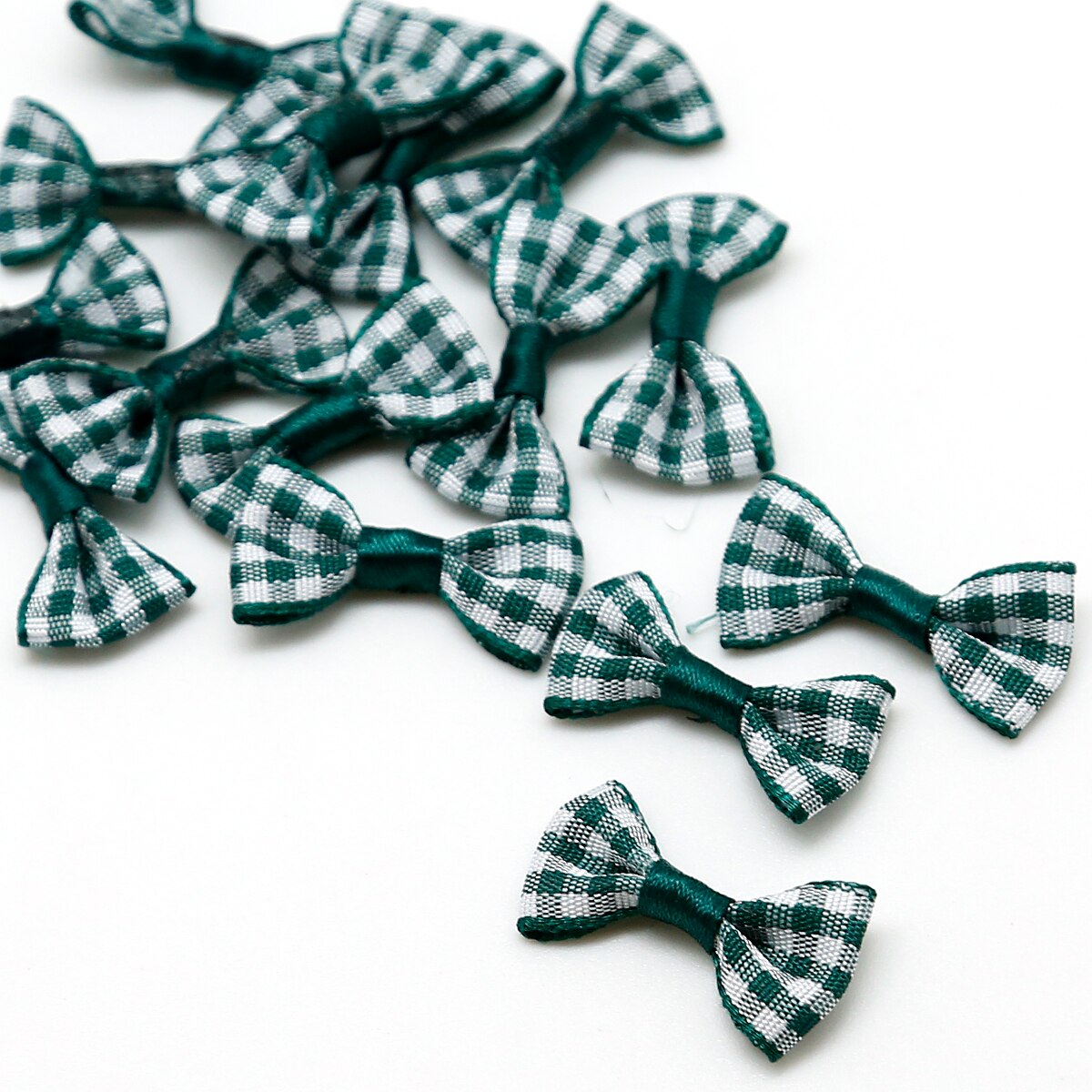 3X1.5cm mini kolorowe pled łuk satynowa wstążka kokardka dla DIY dziewczyna spinki i odzieży zdobienie rzemiosło akcesoria: ciemny zielony