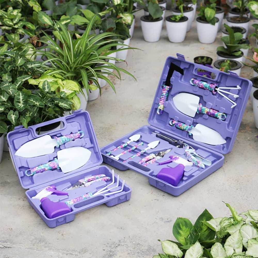 5 pièces  / 10 pièces (chaque ensemble) fleurs en pot plantation jardinage outils de plantation mini ensemble d'outils de jardin vert foncé / violet