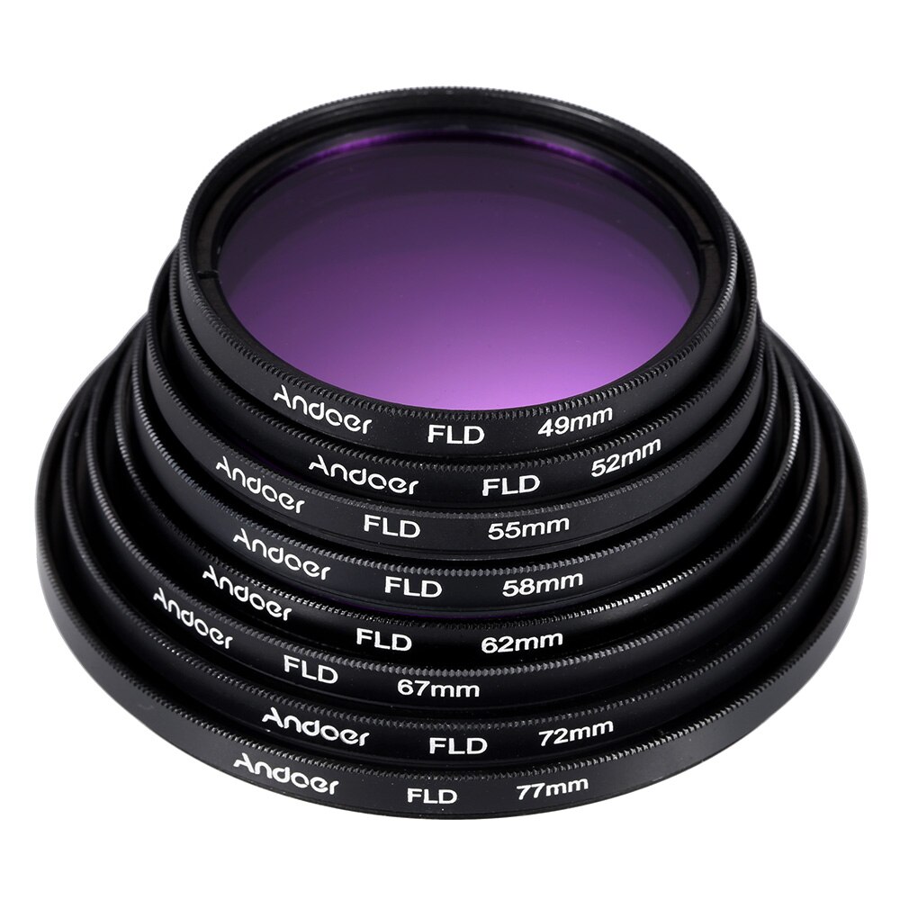 Andoer 49mm Filter Kit (UV + CPL + FLD) + Nylon Carry Pouch + Lensdop + Lensdop + Zonnekap + Lens Schoonmaakdoekje