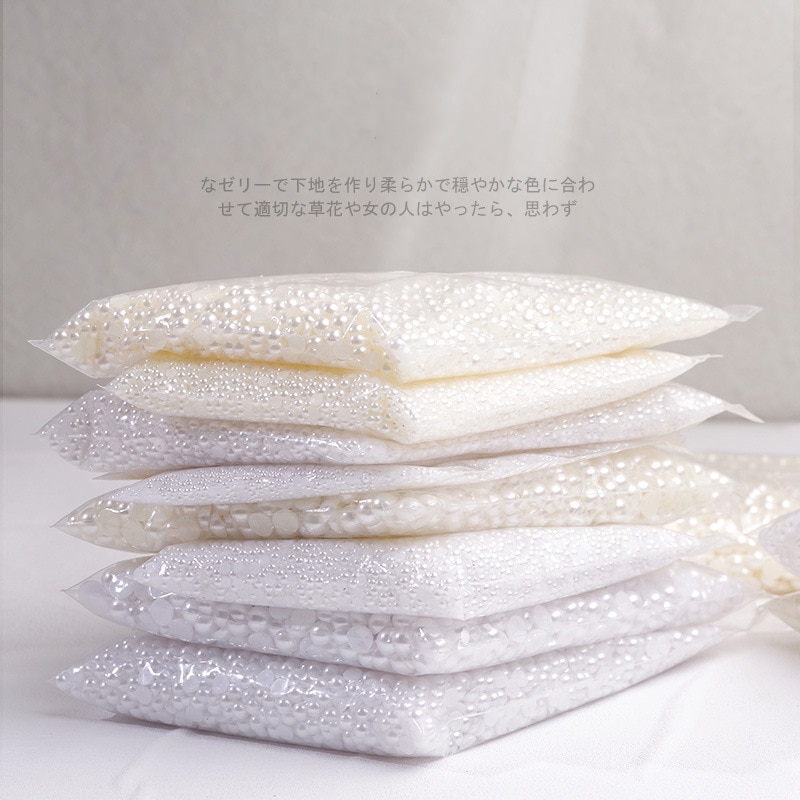 1 sac/10000 pièces Mix tailles blanc Nail Art conseils demi/rond perles 3D ongles perles strass décoration Salon de beauté manucure approvisionnement