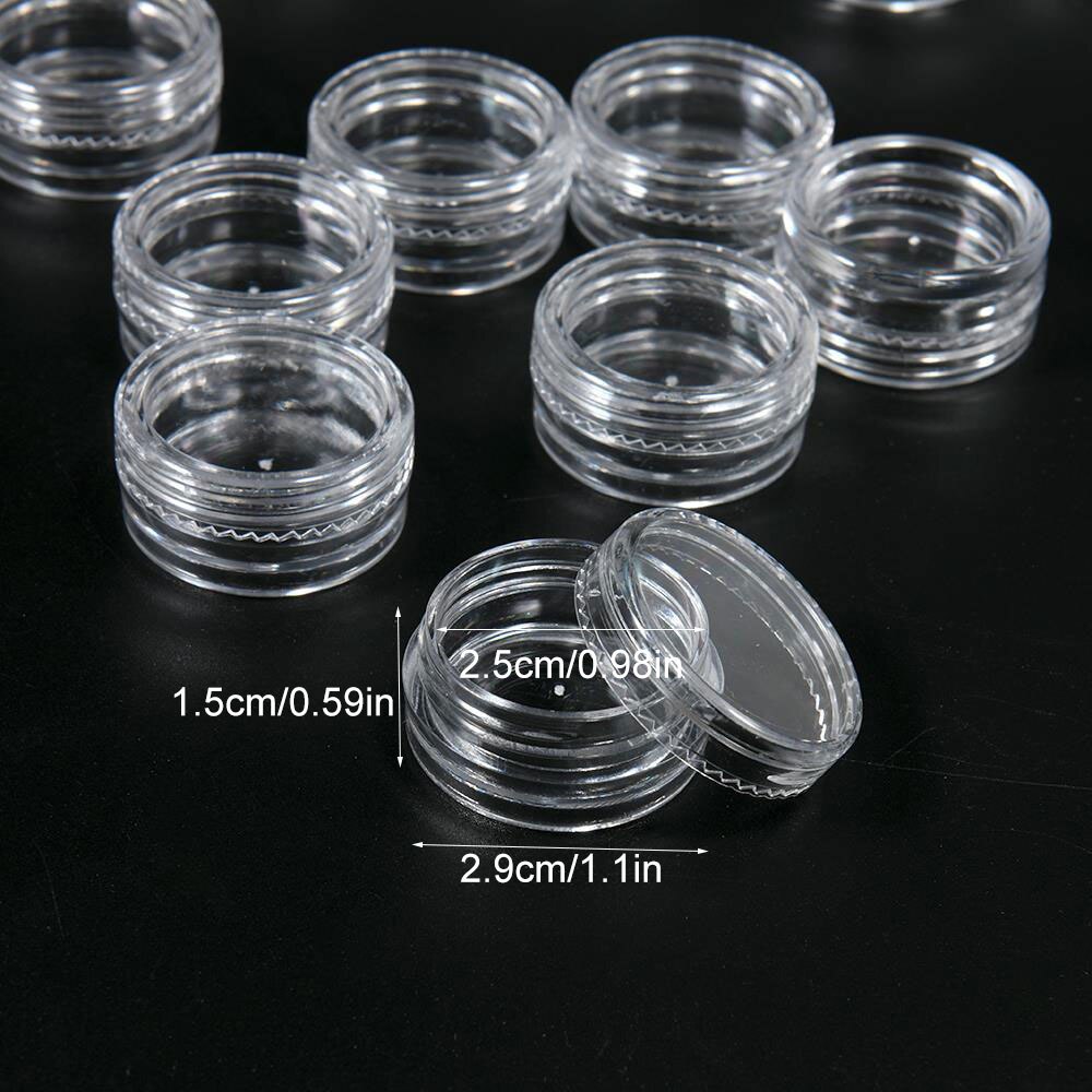 50 stks/set Transparante Plastic Sieraden Kraal Opbergdoos Kleine Bodem Ronde Container Potten Make Up Organizer Opbergdozen