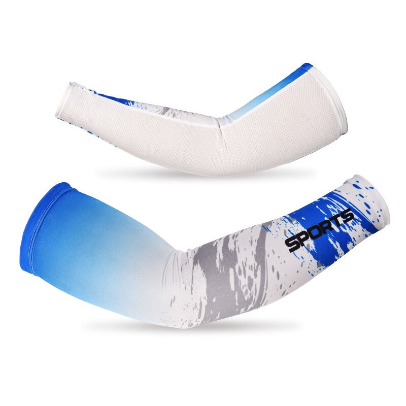 Radfahren Sonnencreme Anti-Uv Arm Ärmeln Ice Silk Stoff Basketball Outdoor Volleyball Ärmeln Sport Fitness Arm Wärmer: Blue / L