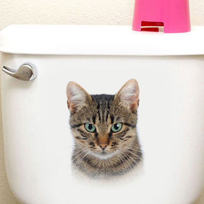 Dejlig kat hund toilet klistermærker 3d killing hvalp safari pvc vægmærkat gør det selv tegneserie dyr vaskerum boligindretning