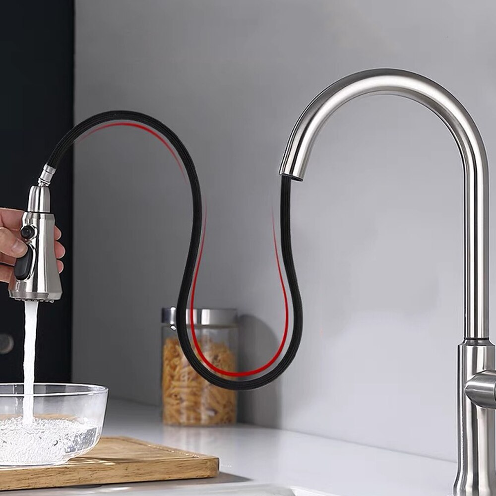 Universal G1/2 360° Flexible Kitchen Faucet Pull Out Hose M10/M15 Nylon Braided Hose150cm Black Plumbing Spinning Tube
