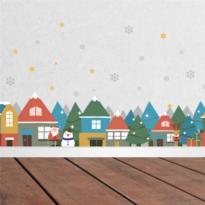 Christmas village snowflake wallstickers store vindusglass dekal fest stue dekorasjon