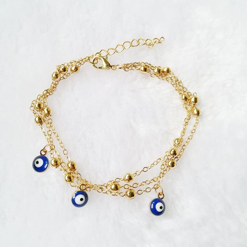 Boho Metalen Armbanden Enkelbanden Goud Kleur Blue Evil Eye Hamsa Hand Shell Turkse Sieraden Bangle Bruiloft Armbanden Voor Vrouwen