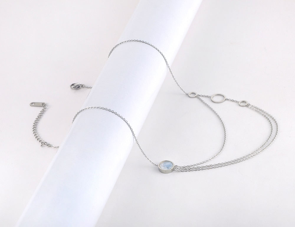 Lokaer-gargantilla de tres capas de acero inoxidable para mujer, Bohemia, joyería de playa, collar con colgante de cadena, N20060