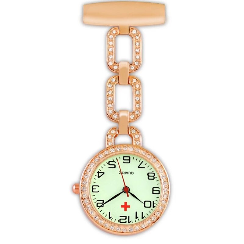 Hohe Arzt Pflege Uhr Diamant Brust PocketWatch Taschenuhr Medizinische Prüfung Uhr Arzt Uhr: Gold