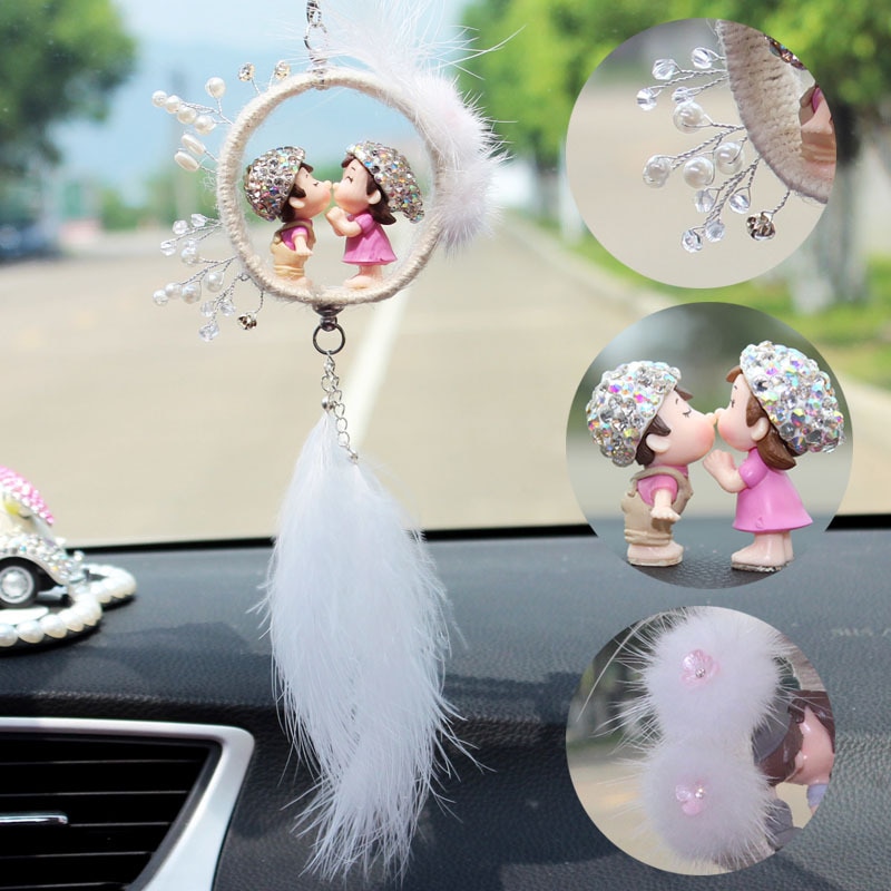 Suspension de baiser pour enfant | Pendentif de voiture, ornements mignons de dessin animé pour rétroviseur, tentures de rétroviseur, garniture pendante, de décoration intérieure d'automobiles
