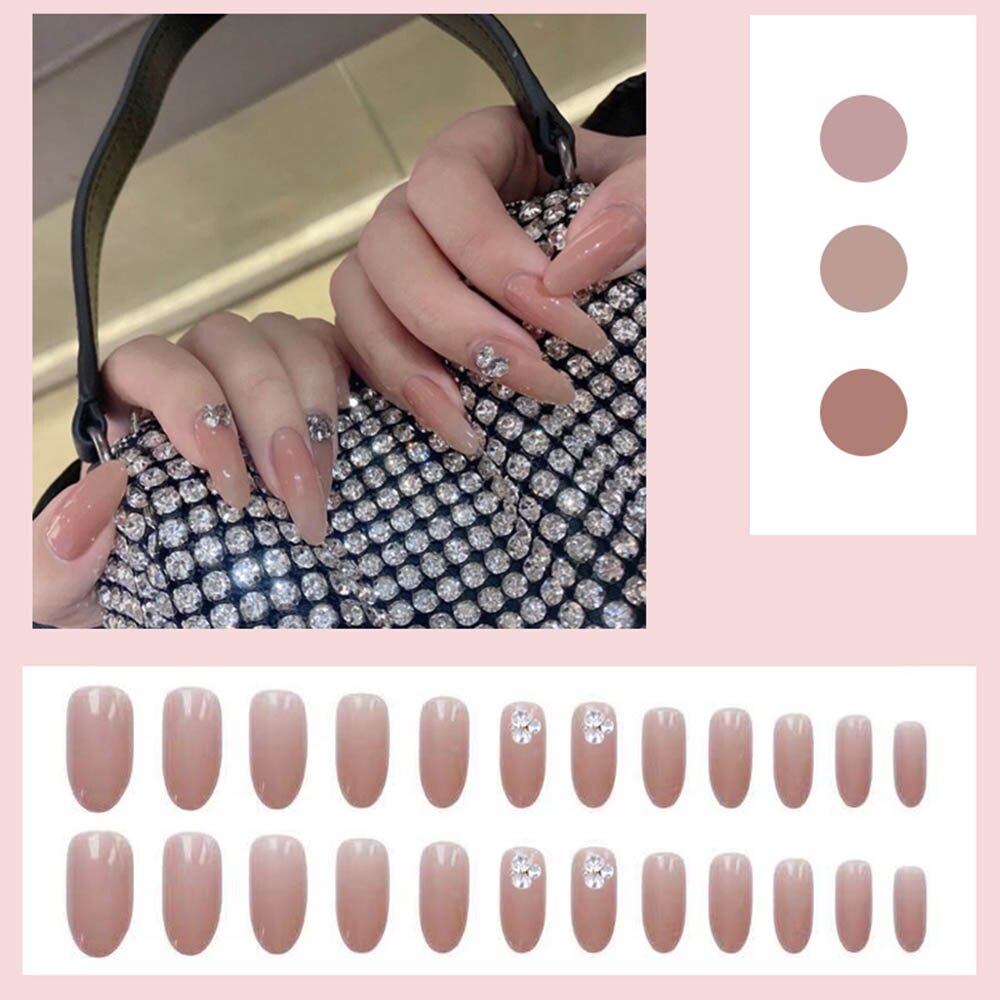 24 stk dekorerede falske presse negle fuld bor firkantet brud havfrue manicure patch aftagelig tryk på negle med design: P3