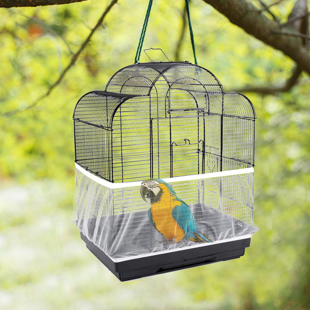 Nylon Mesh Receptor Seed Bird Parrot Cover Soft Easy Cleaning Nylon Airy Fabric Mesh Bird Cage Cover Catcher Bird Supplies