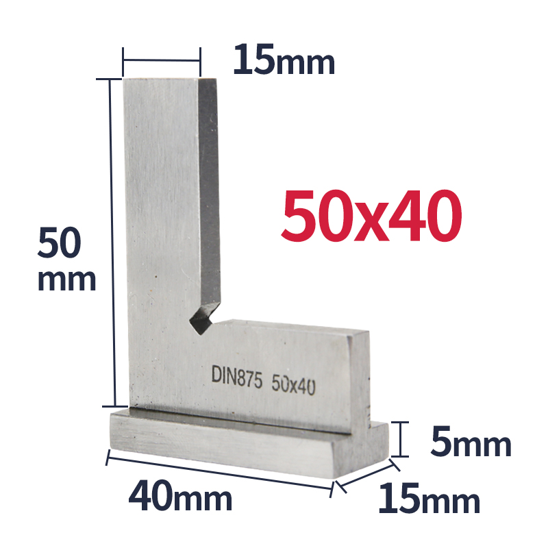 90 graders vinkel flad kant firkantet vinkel lineal træbearbejdningsværktøj snedker firkant lineal metal firkantet kulstofstål måler prøv firkantet: 50 x 40 med base 90