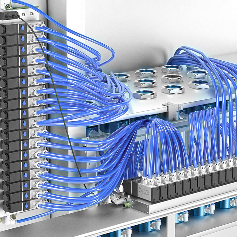 12/24 V DC 110/220 V AC Multi Option 4V210-08 Pneumatischer Magnetventilblock mit Schalldämpfer-Fitting-Basisverteiler 2/3/4/6 Wege