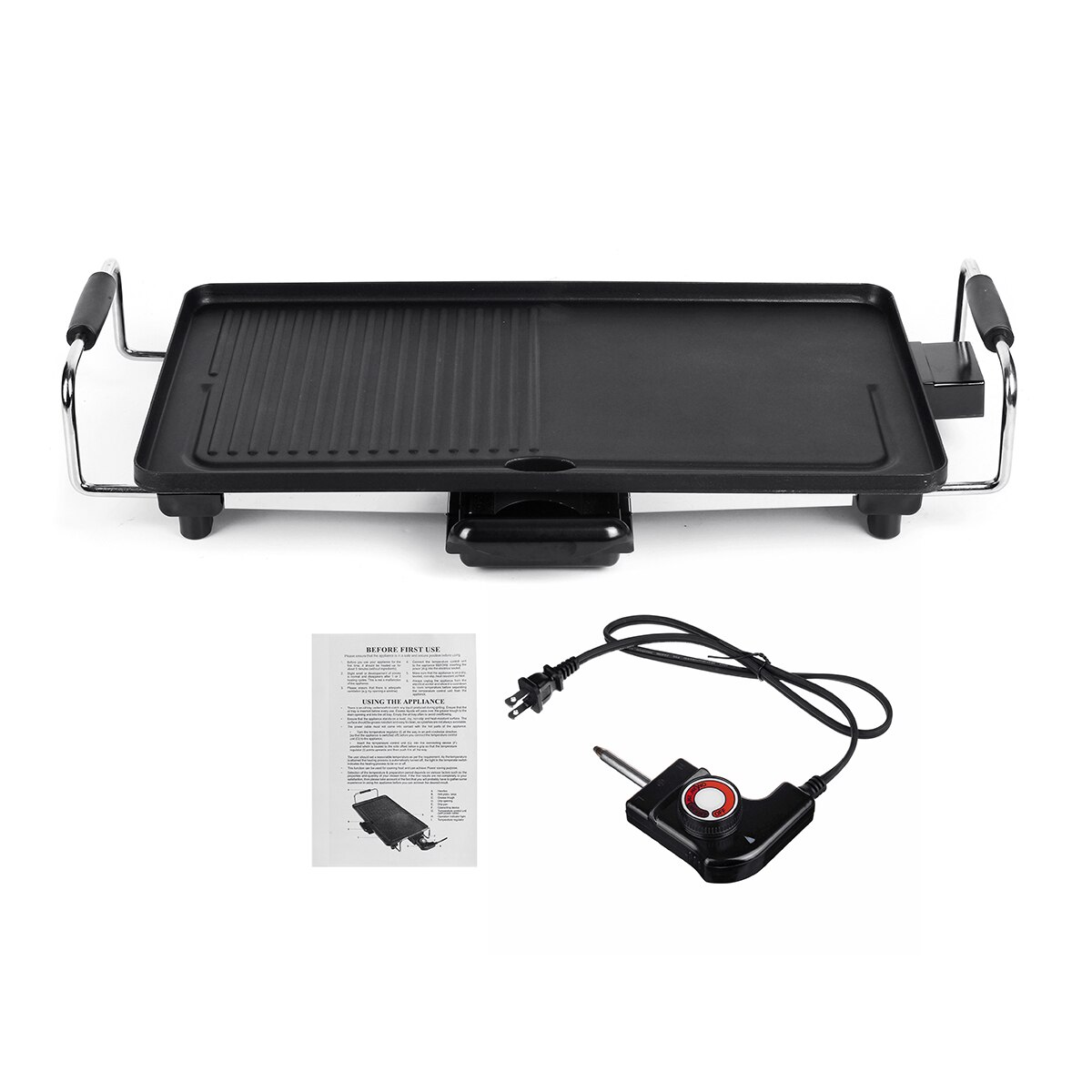 Barbecue électrique en aluminium antiadhésif, 1200W, 48x27cm, sans fumée, prise ue/US: US Plug